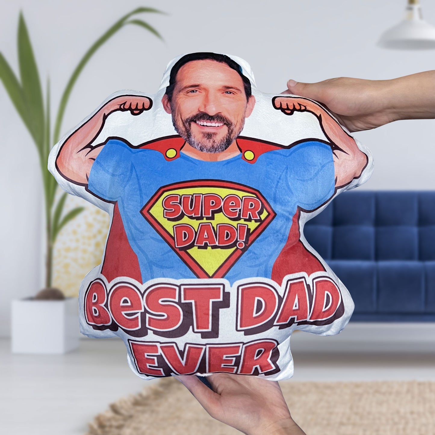 Super Dad For Best Dad Ever - Personalized Photo Custom Shaped Pillow