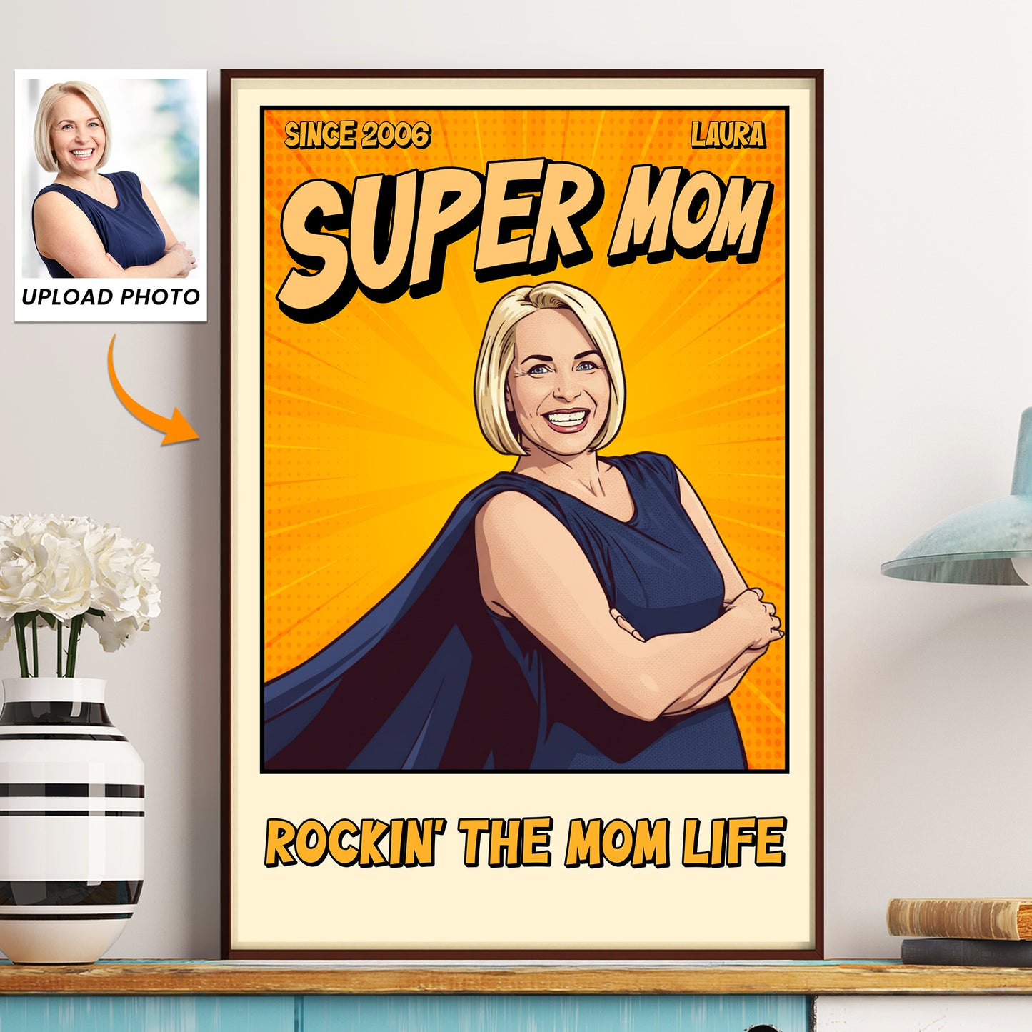 Super-Mom-Dad-Vintage-Retro-Art-Comic-Cover-Personalized-Poster-1