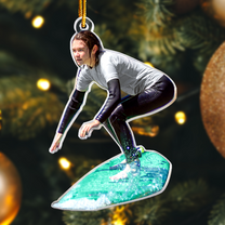 Surfer Ornament Surfing Christmas Ornaments - Personalized Acrylic Photo Ornament