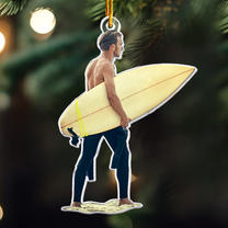 Surfer Ornament Surfing Christmas Ornaments - Personalized Acrylic Photo Ornament