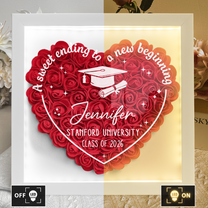 Sweet Ending To New Beginning - Personalized Flower Shadow Box With LED Light