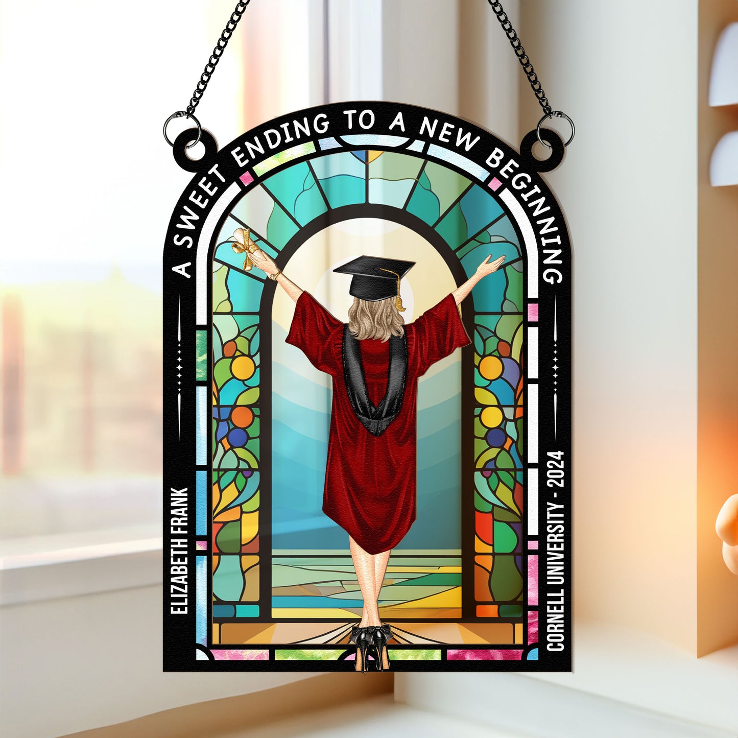 Sweet Ending To New Beginning - Personalized Window Hanging Suncatcher Ornament