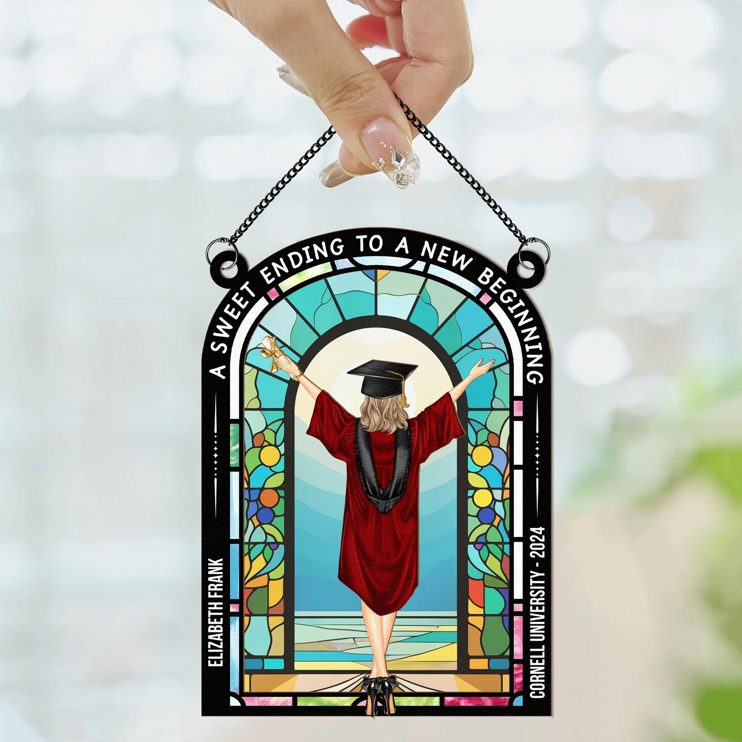 Sweet Ending To New Beginning - Personalized Window Hanging Suncatcher Ornament