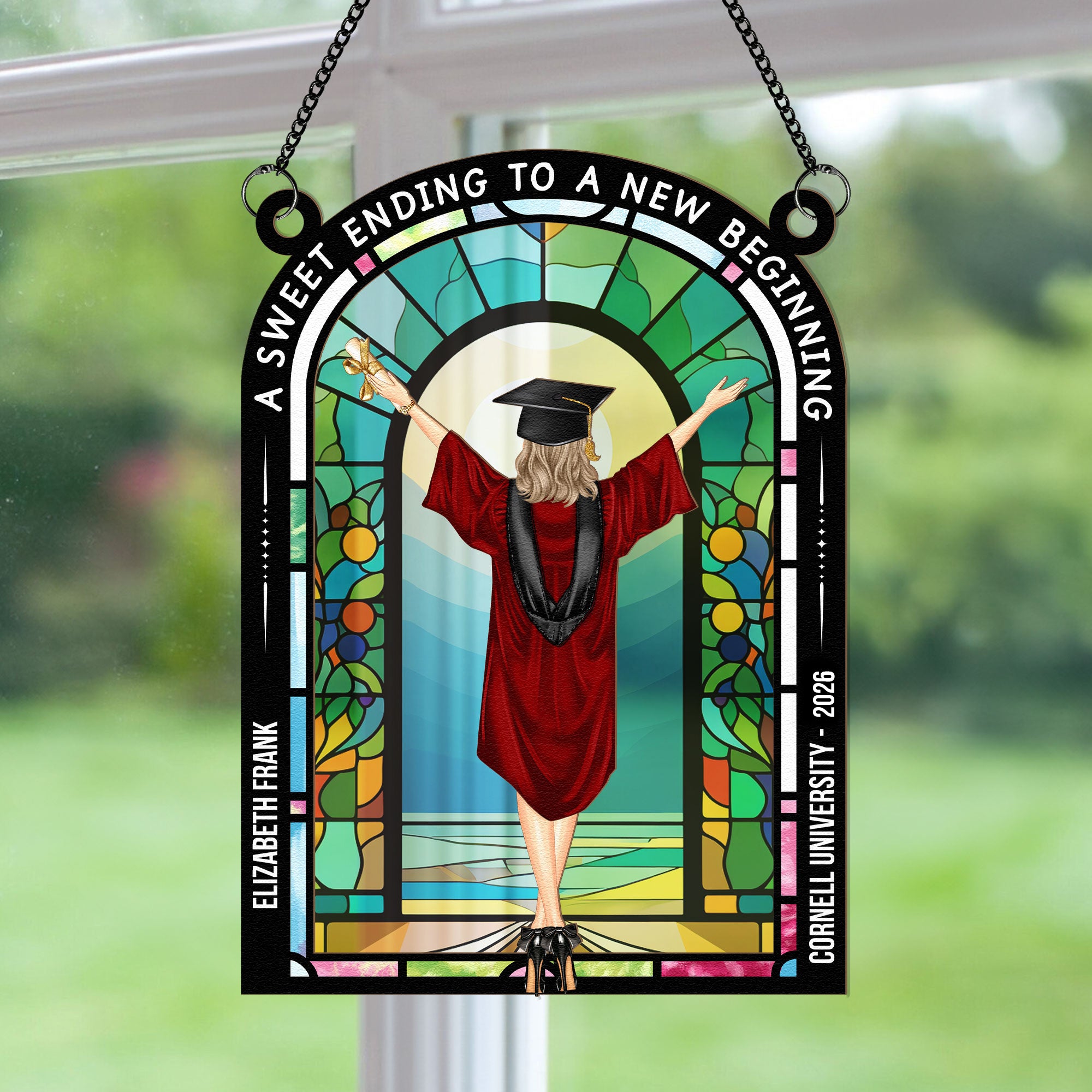 Sweet Ending To New Beginning - Personalized Window Hanging Suncatcher Ornament