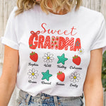 Sweet Grandma And Kids Strawberry Pattern - Personalized Shirt