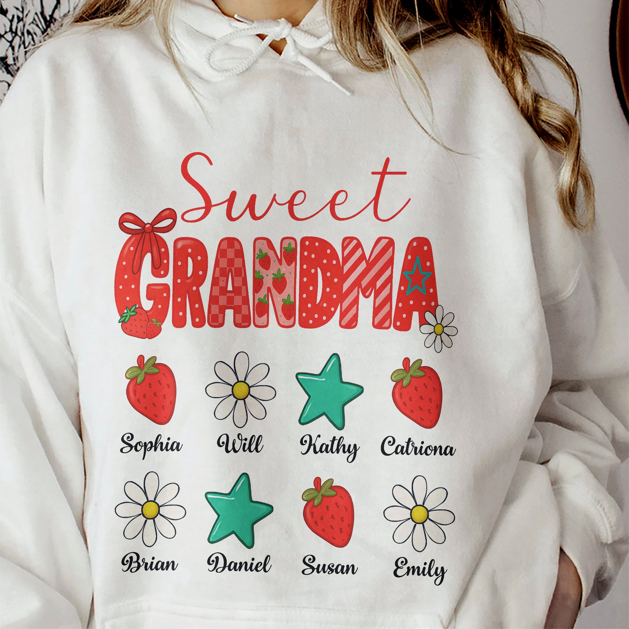 Sweet Grandma And Kids Strawberry Pattern - Personalized Shirt