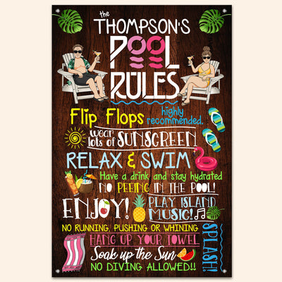Swimming Pool Rules - Personalized Metal Sign