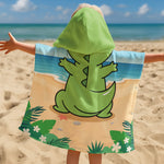 T-Rex, Dinosaur On The Beach - Personalized Kids Hooded Towel