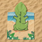 T-Rex, Dinosaur On The Beach - Personalized Kids Hooded Towel