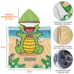 T-Rex, Dinosaur On The Beach - Personalized Kids Hooded Towel