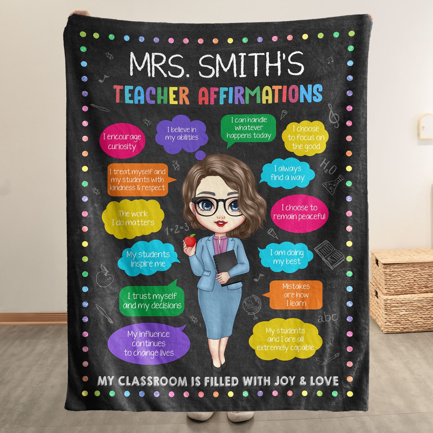 Teacher Affirmations - Teacher Appreciation Gift - Personalized Blanket
