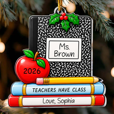 Teacher Composition Book Thank You Appreciation Gift - Personalized Ornament