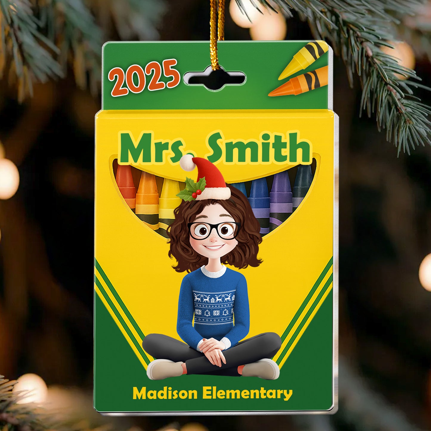 Teacher Crayon Box - Gift For Teacher - Personalized Acrylic Ornament