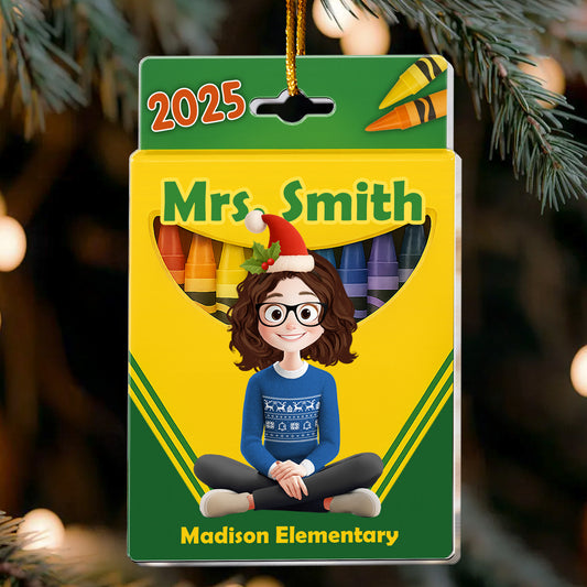 Teacher Crayon Box - Gift For Teacher - Personalized Acrylic Ornament
