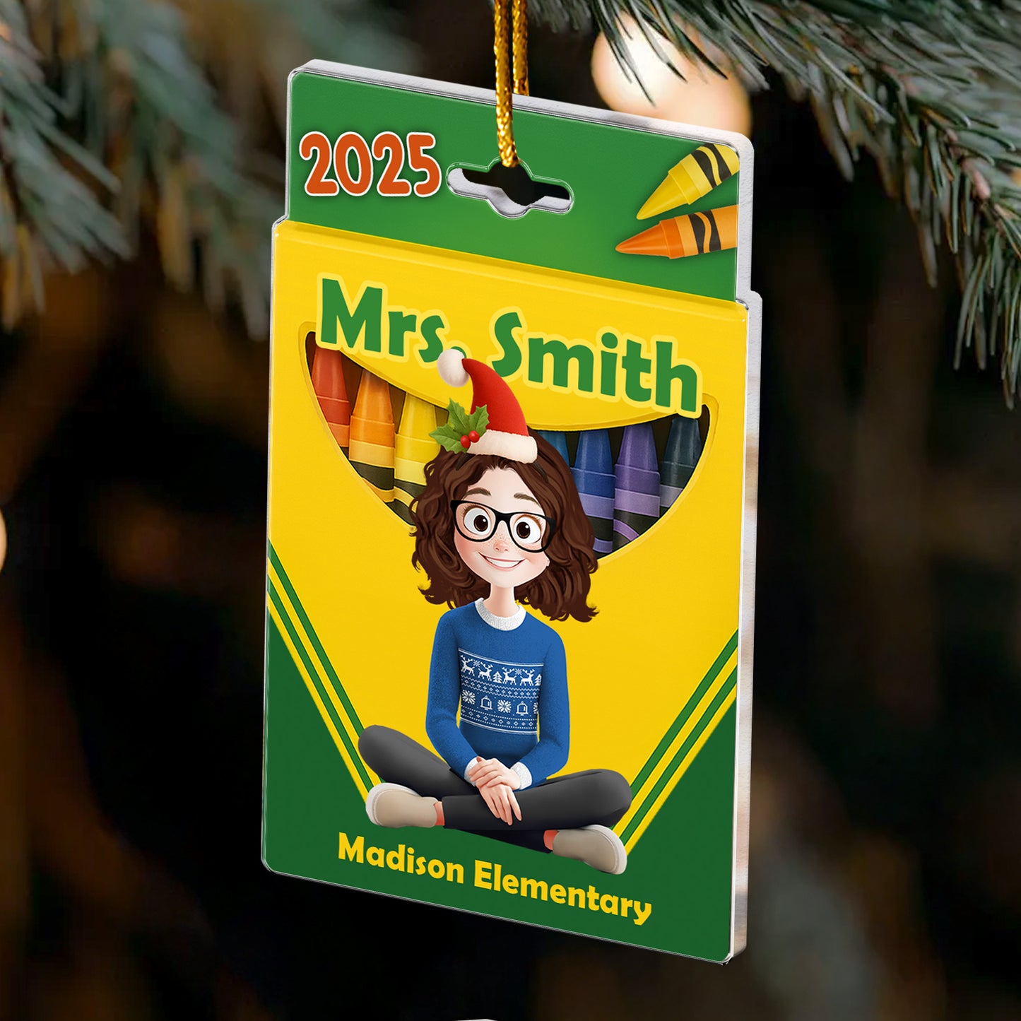 Teacher Crayon Box - Gift For Teacher - Personalized Acrylic Ornament