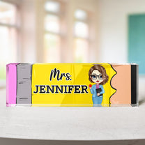 Teacher Desk Name Plate With Pencil Pattern - Personalized Name Plate