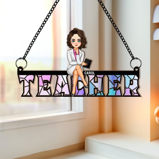 Teacher Gift Back To School Decor - Personalized Window Hanging Suncatcher Ornament