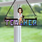 Teacher Gift Back To School Decor - Personalized Window Hanging Suncatcher Ornament