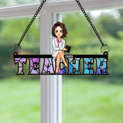 Teacher Gift Back To School Decor - Personalized Window Hanging Suncatcher Ornament