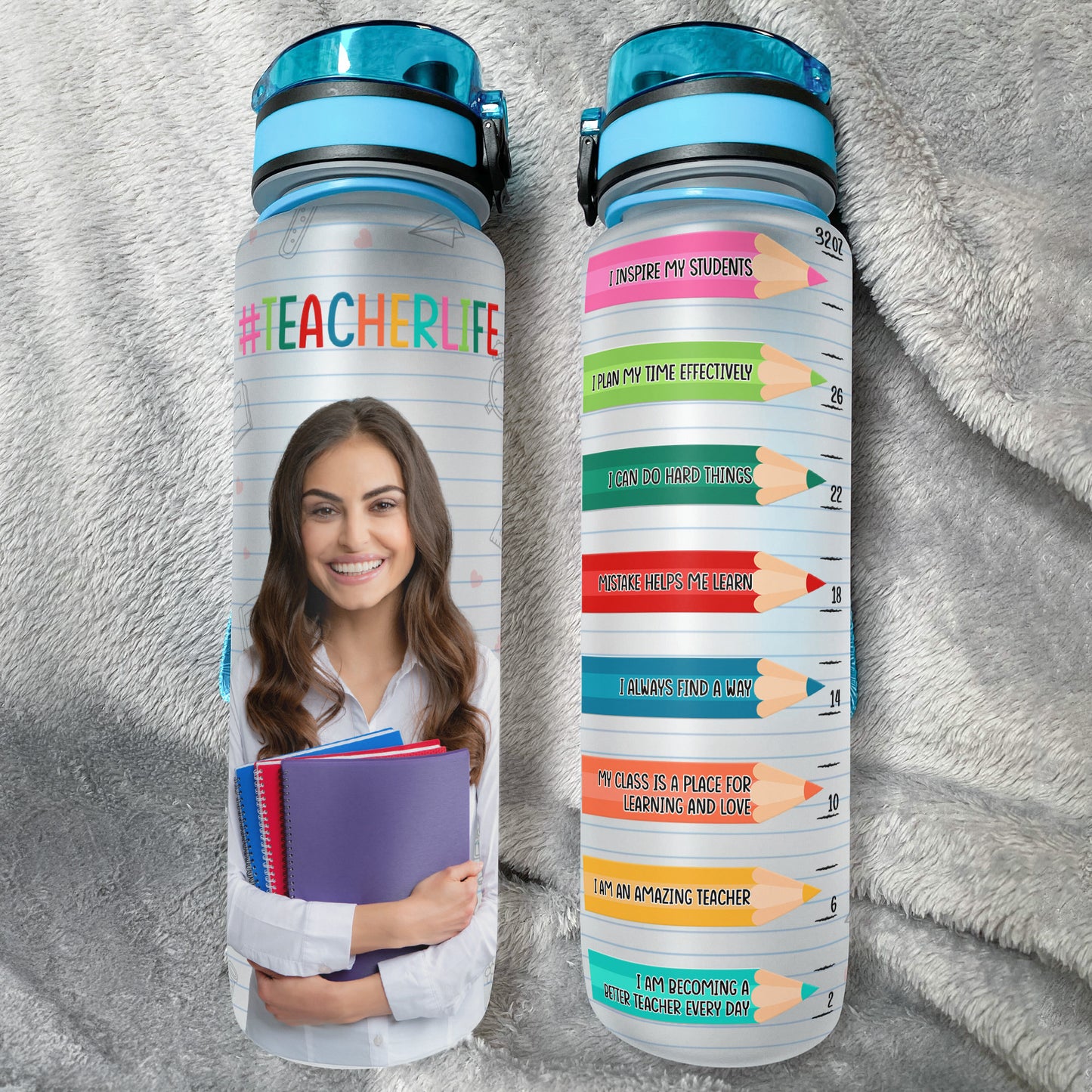 Teacher Life Affirmation - Personalized Photo Water Bottle