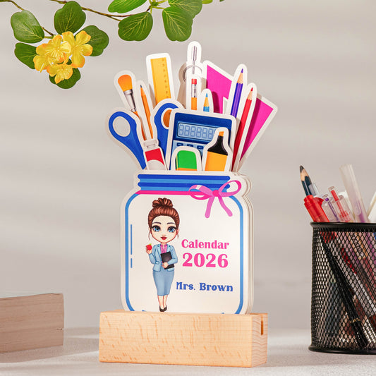 Teacher Personalized Gift - Teacher Desk Decoration - Custom Easel Calendar 2026