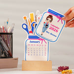 Teacher Personalized Gift - Teacher Desk Decoration - Custom Easel Calendar 2026