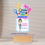 Teacher Personalized Gift - Teacher Desk Decoration - Custom Easel Calendar 2026