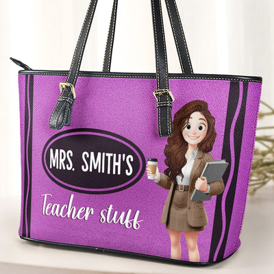 Teacher Stuff Bag - Teacher Personalized Gift - Personalized Leather Tote Bag