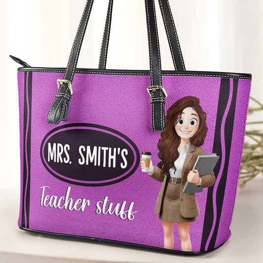Teacher Stuff Bag - Teacher Personalized Gift - Personalized Leather Tote Bag