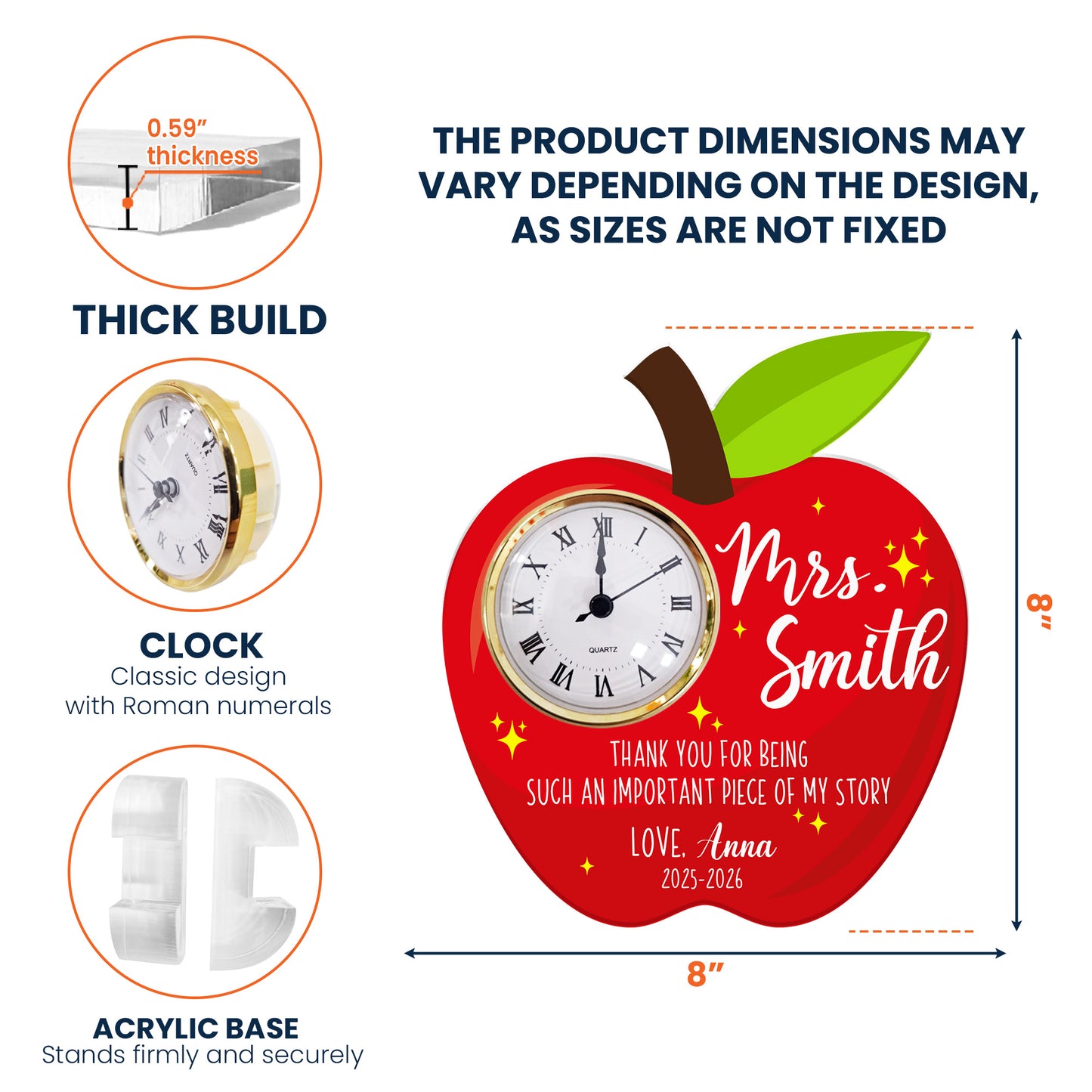 Teacher Thank You Gift Important Piece Of My Story - Personalized Acrylic Desk Clock