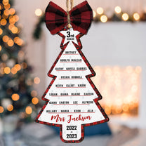 Teacher & Class List - Personalized Wooden Ornament With Bow