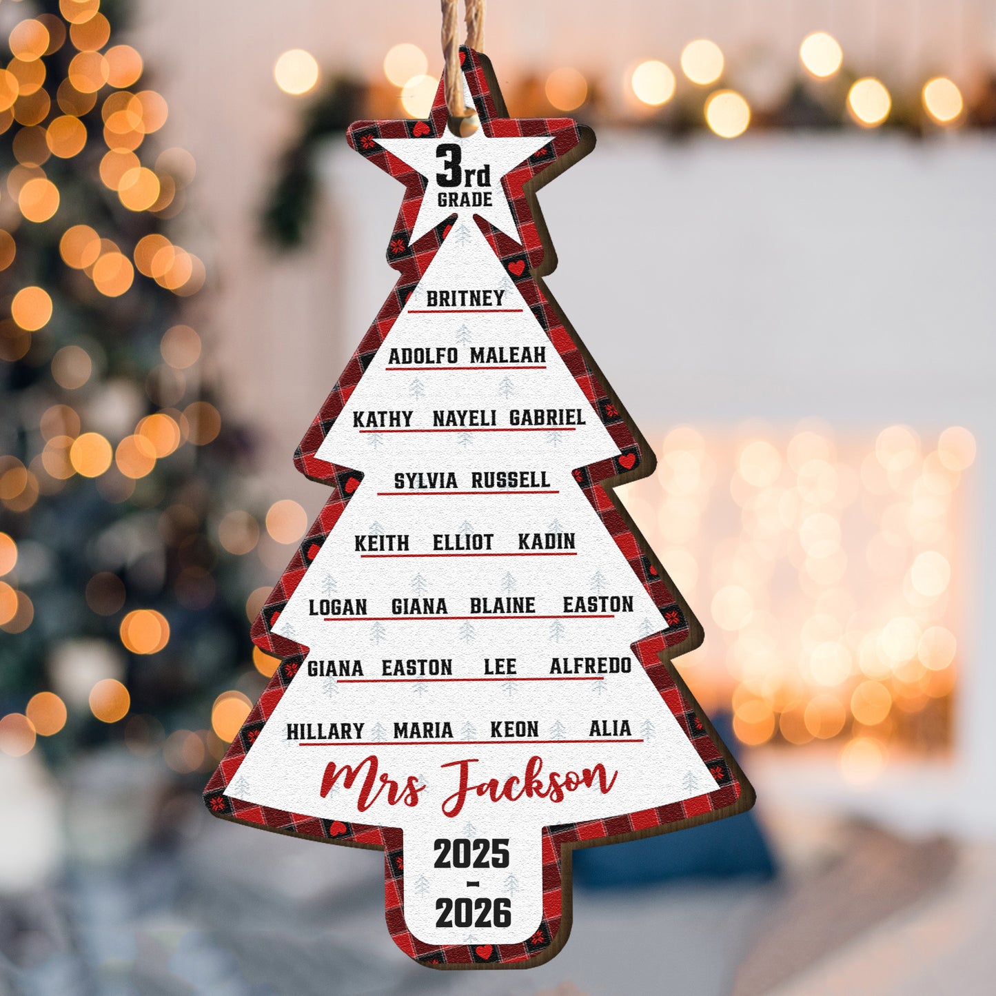 Teacher & Class List - Personalized Wooden Ornament
