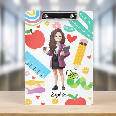 Teacher Back To School Gift Boho Flower Custom - Personalized Acrylic Clipboard