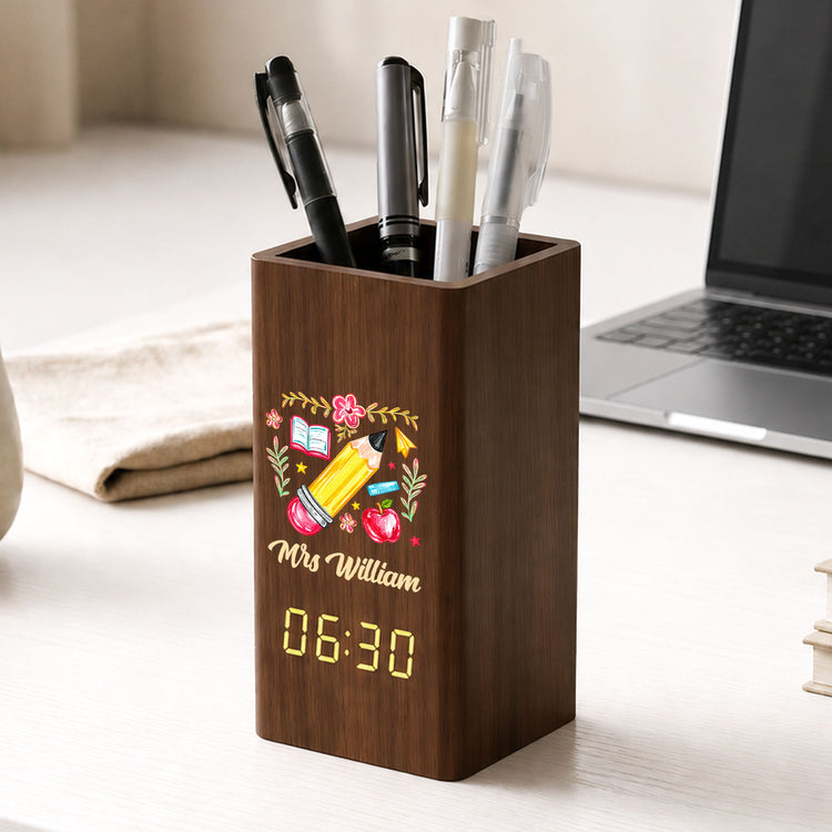 Teacher-Appreciation-Gift-Personalized-Pen-Holder-With-Clock-1