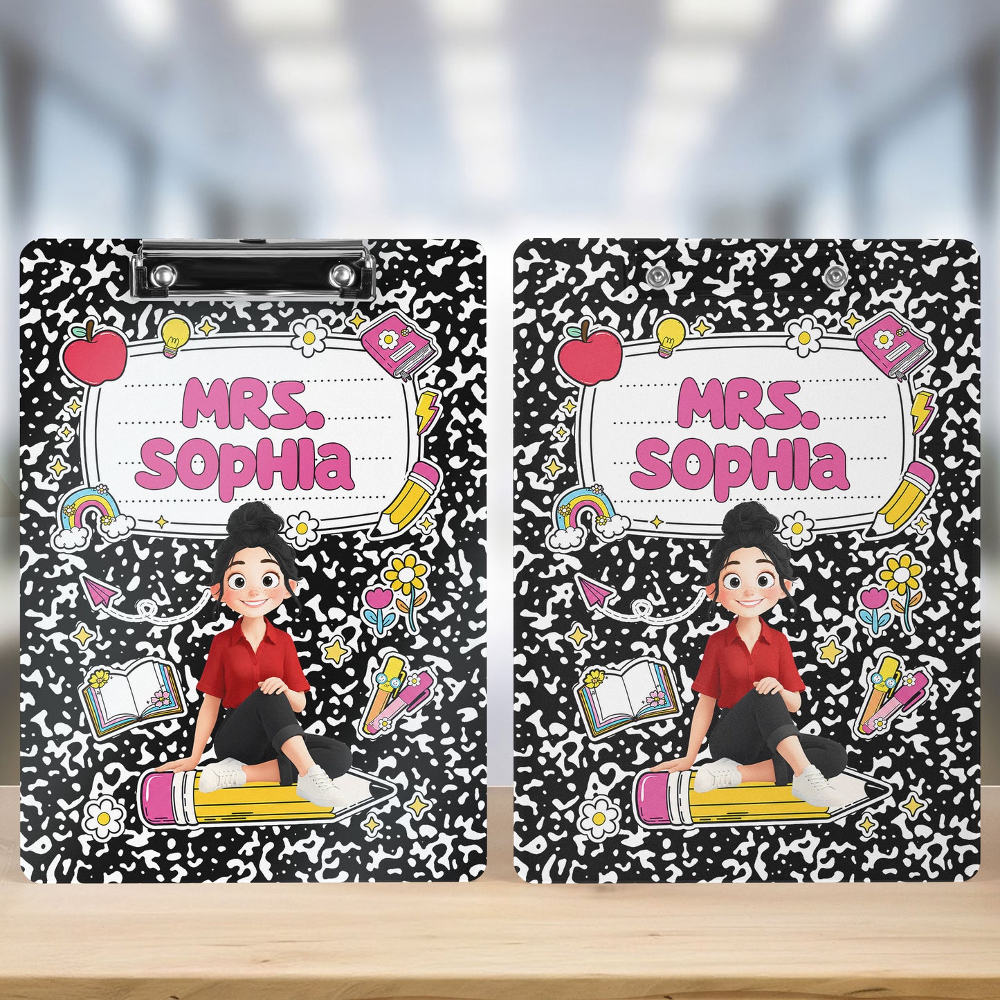 Teacher-Cartoon-Composition-Book-Personalized-Clipboard-7