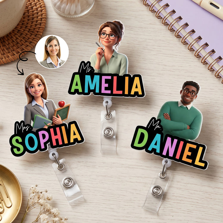 Teacher-Cartoon-Version-Personalized-Acrylic-Badge-Reel0