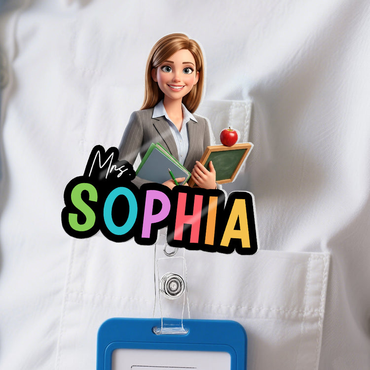 Teacher-Cartoon-Version-Personalized-Acrylic-Badge-Reel1