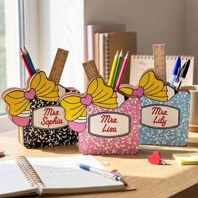 Teacher Composition Notebook - Personalized Pen Holder