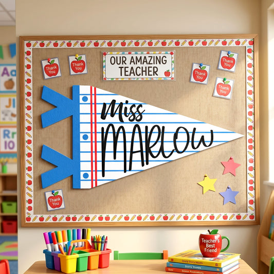 Teacher-Custom Name Classroom Decor - Personalized Pennant 0