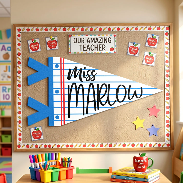 Teacher-Custom Name Classroom Decor - Personalized Pennant 0