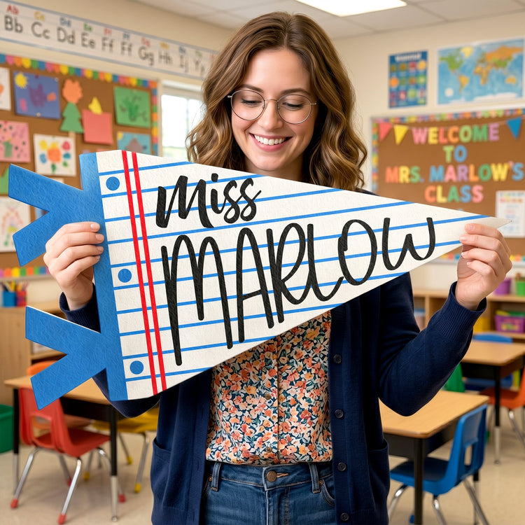 Teacher-Custom Name Classroom Decor - Personalized Pennant 3