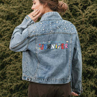 Teacher Pattern Name - Personalized Denim Jacket