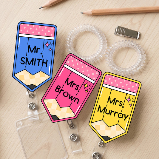 Teacher-Pencil-Custom-Name-Personalized-Acrylic-Badge-Reel-1