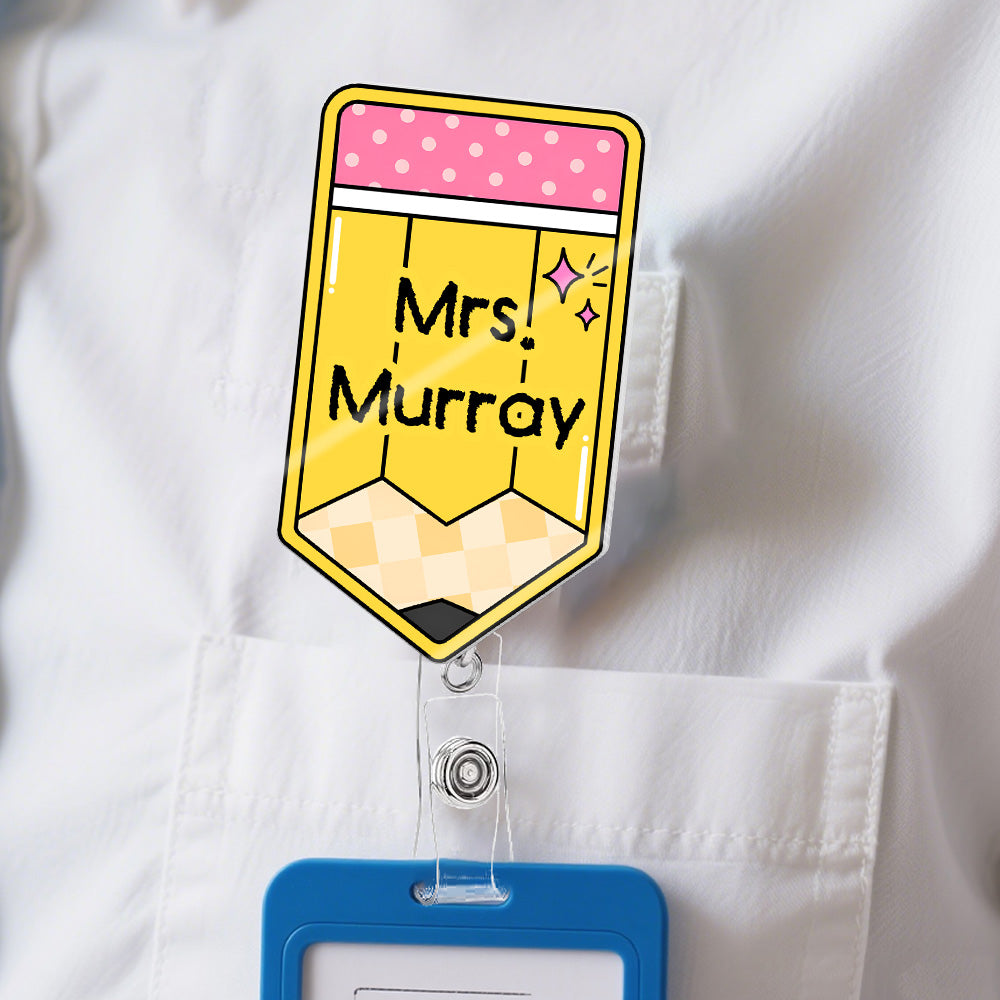 Teacher-Pencil-Custom-Name-Personalized-Acrylic-Badge-Reel-2