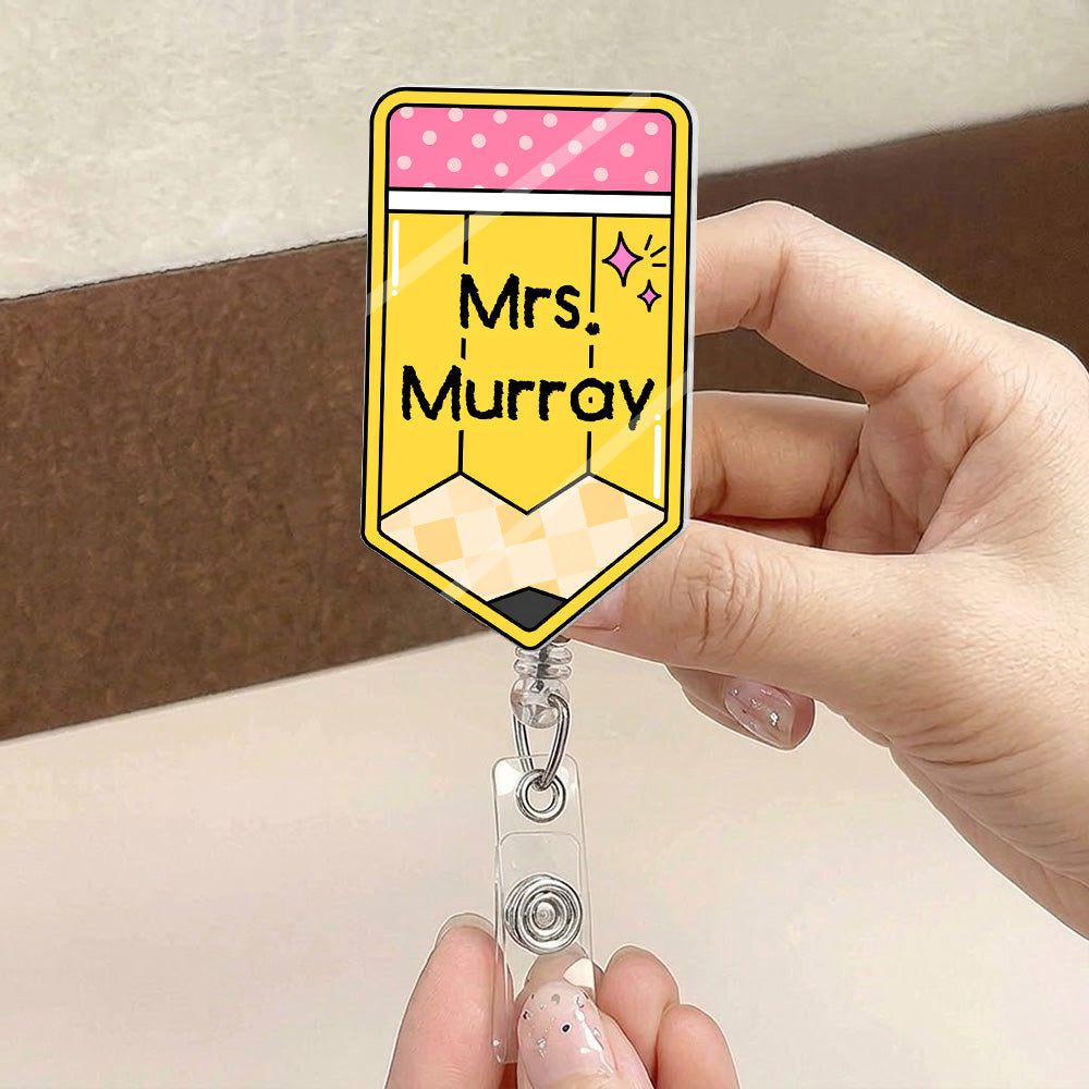Teacher-Pencil-Custom-Name-Personalized-Acrylic-Badge-Reel-4