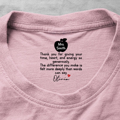 Teacher Thank You For The Difference You Make - Personalized Shirt