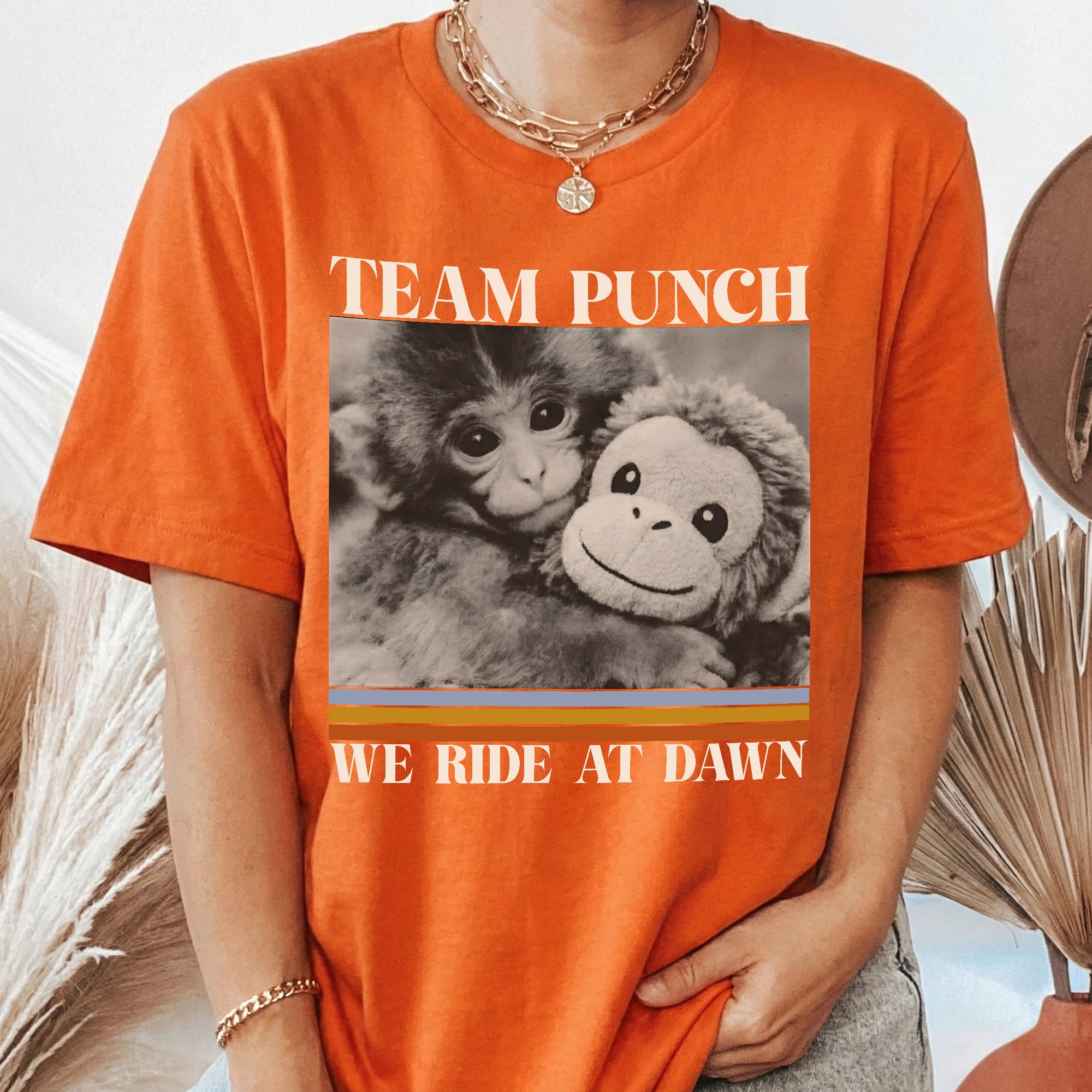 Team-Punch-We-Ride-At-Dawn-Punch-Monkey-Lovers,-Animal-Support,-Peace-Lovers-Shirt-2
