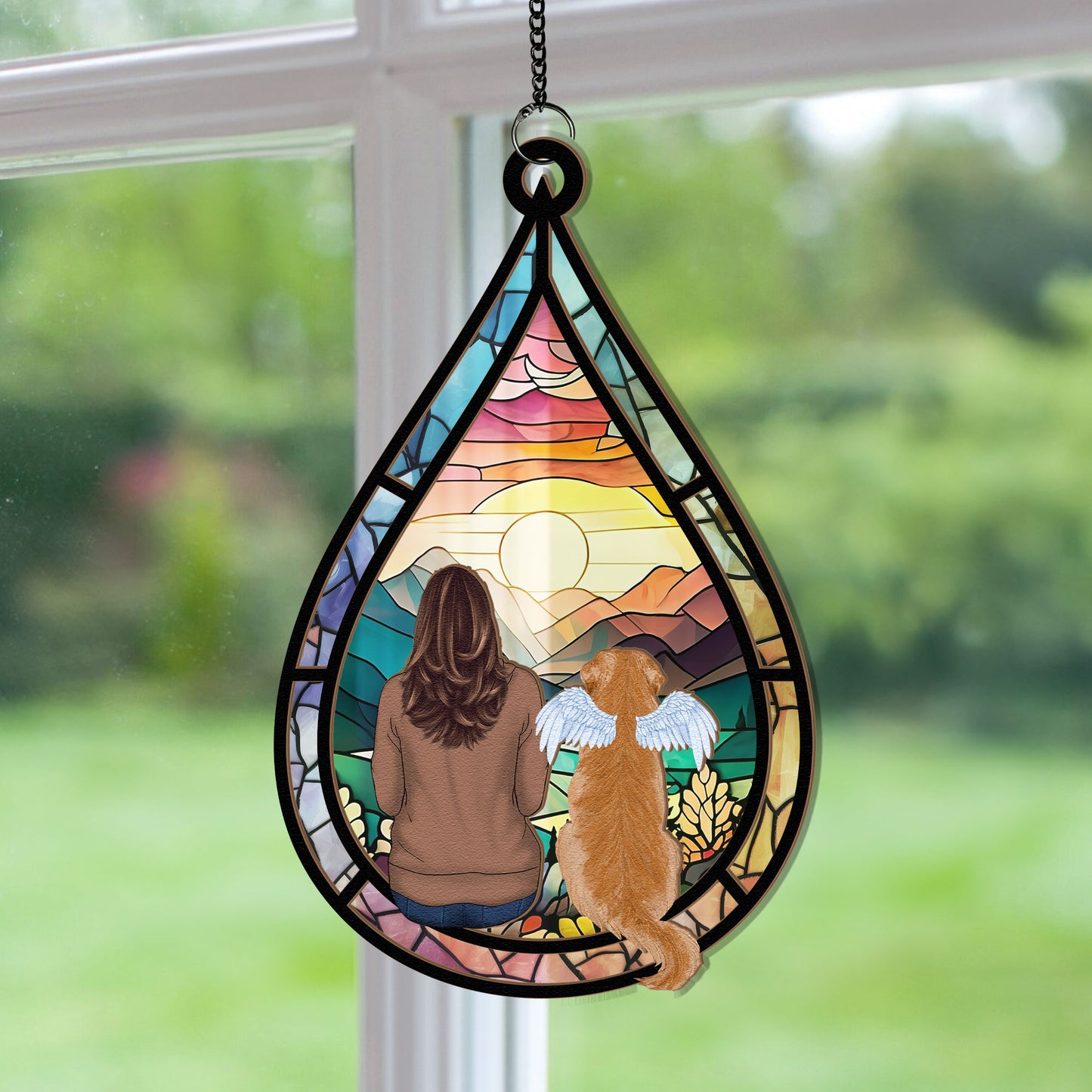 Teardrop Pet Memorial Gift - Personalized Window Hanging Suncatcher Ornament