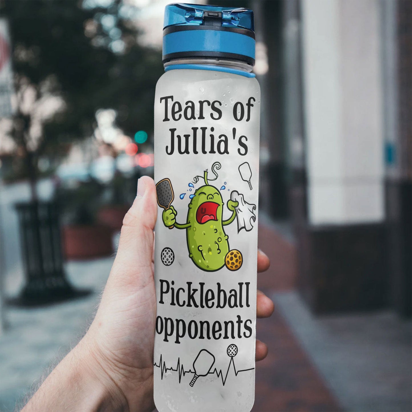 Tears Of Pickleball Opponents - Personalized Water Bottle With Time Marker