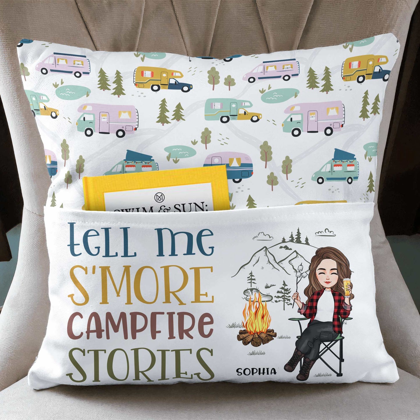 Tell Me S'more Campfire Stories - Personalized Pocket Pillow (Insert Included)